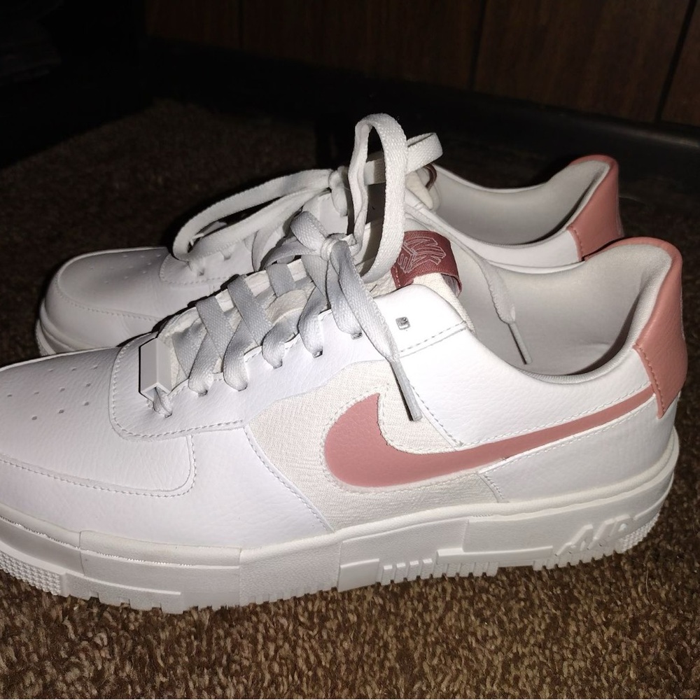Nike AF1 Pixels, white and pink women’s size 12